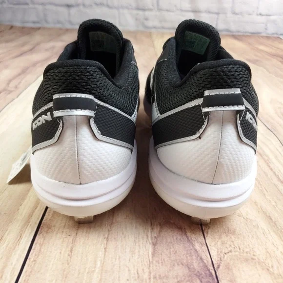 Adidas Icon 7 Baseball Cleats Mens 12.5 Black White Metal Low Top FZ1558 New - Picture 8 of 12